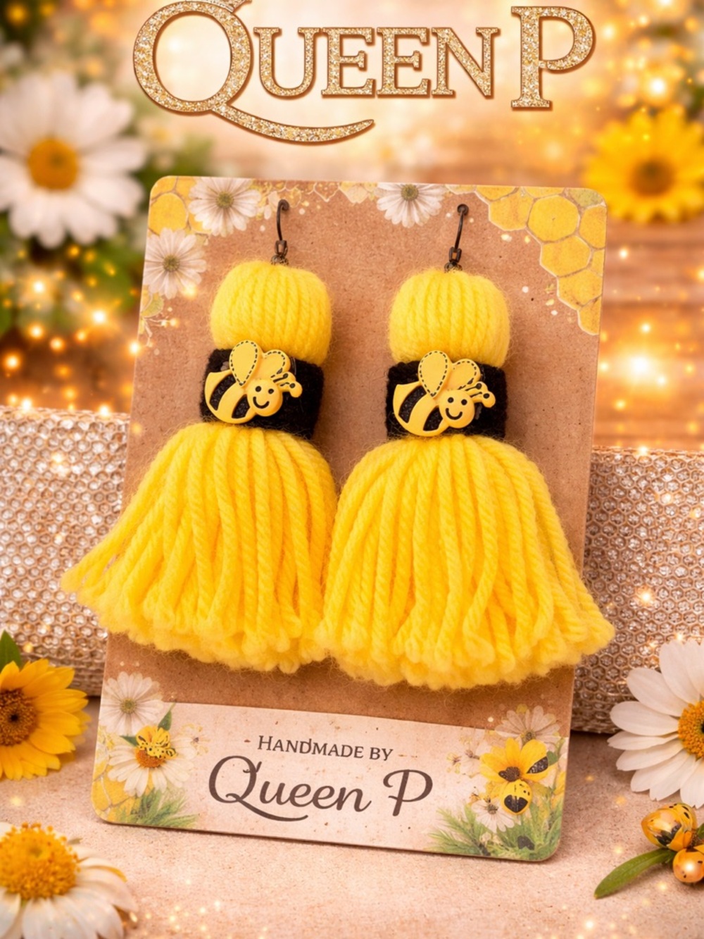 Yellow Bee Tassel Earrings - Handmade Women’s Accessories